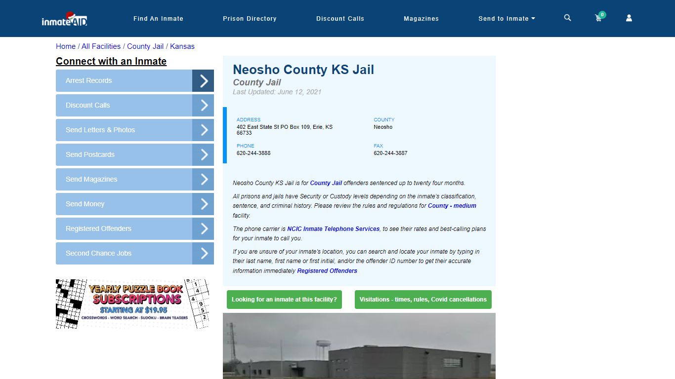 Neosho County KS Jail - Inmate Locator - Erie, KS