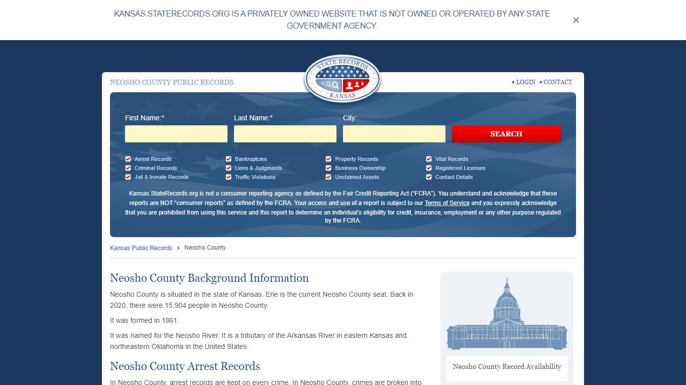 Neosho County Arrest, Court, and Public Records | StateRecords.org